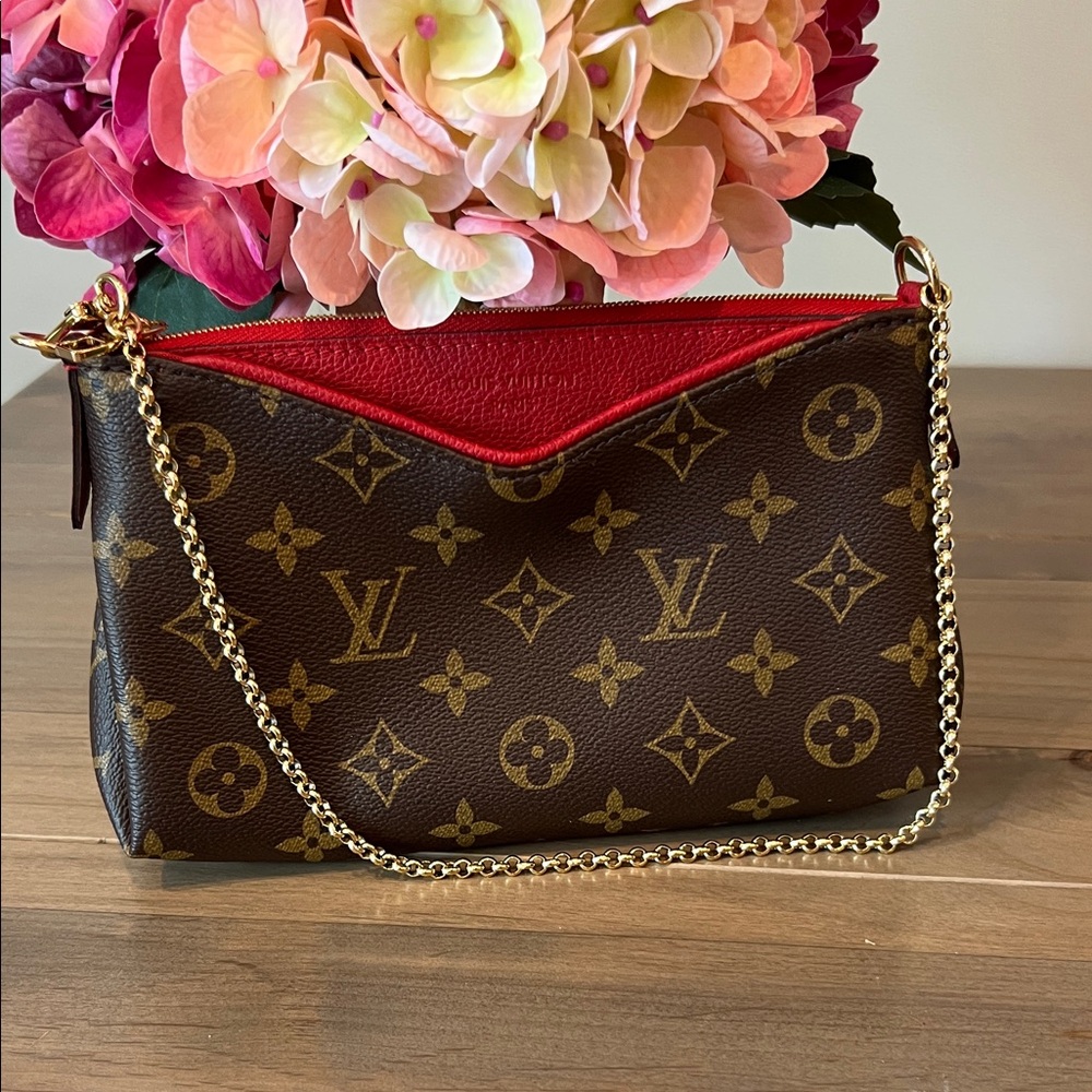 Louis Vuitton Monogram Crossbody with Red Accent